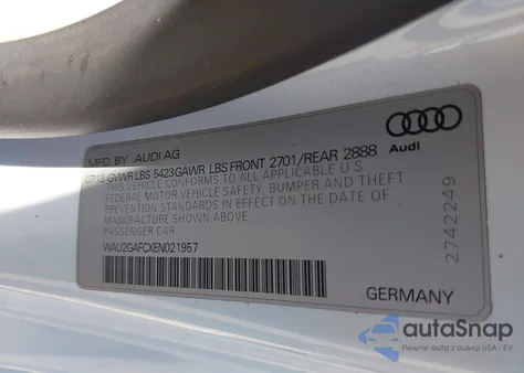 2014 Audi A7 3.0T Premium Plus из США, поврежденный, VIN WAU2GAFCXEN021957